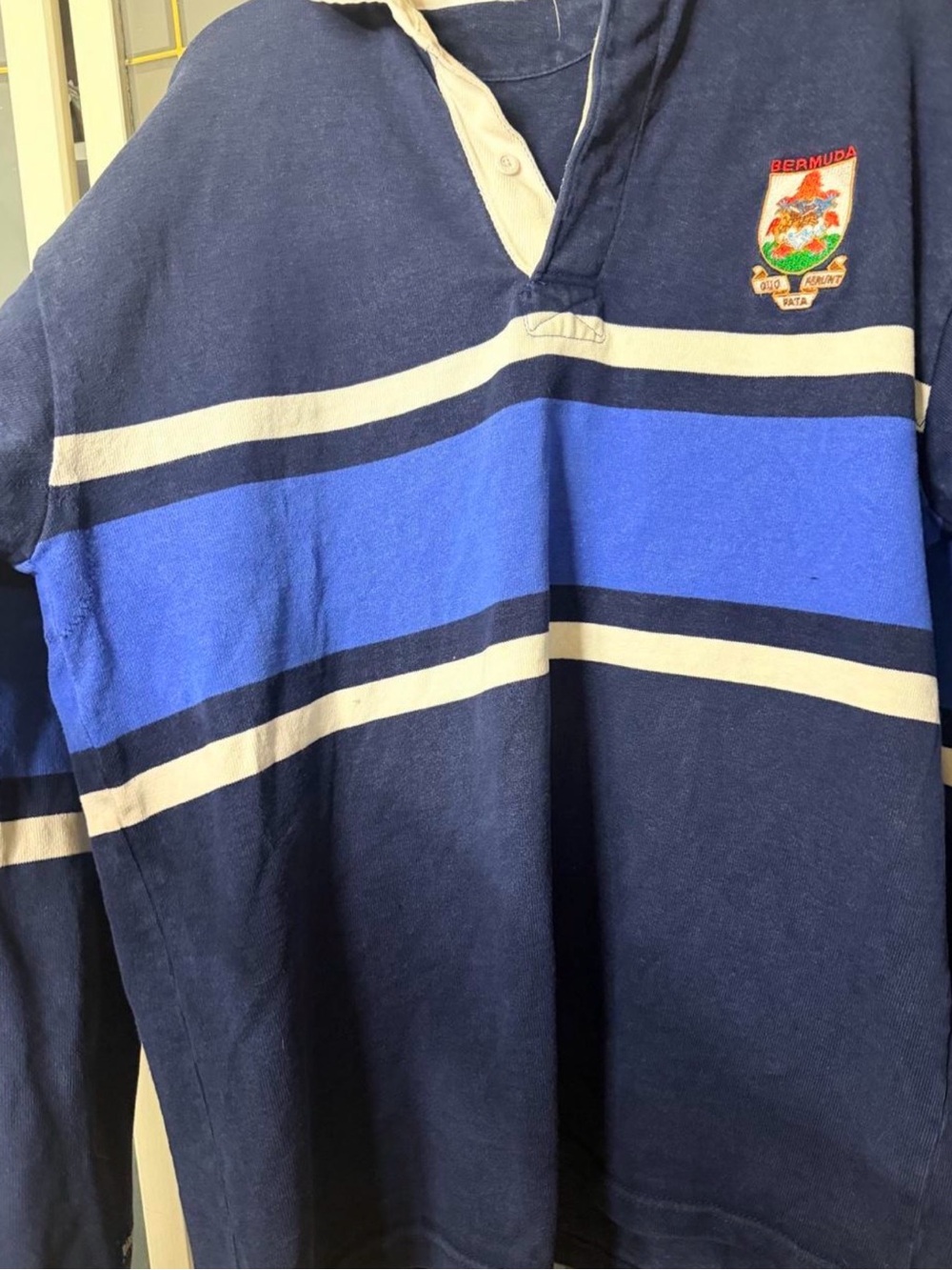 Barbarian Rugby Wear Bermuda Crest Rugby Shirt Blue Stripe Blokecore Old School - Picture 5 of 7